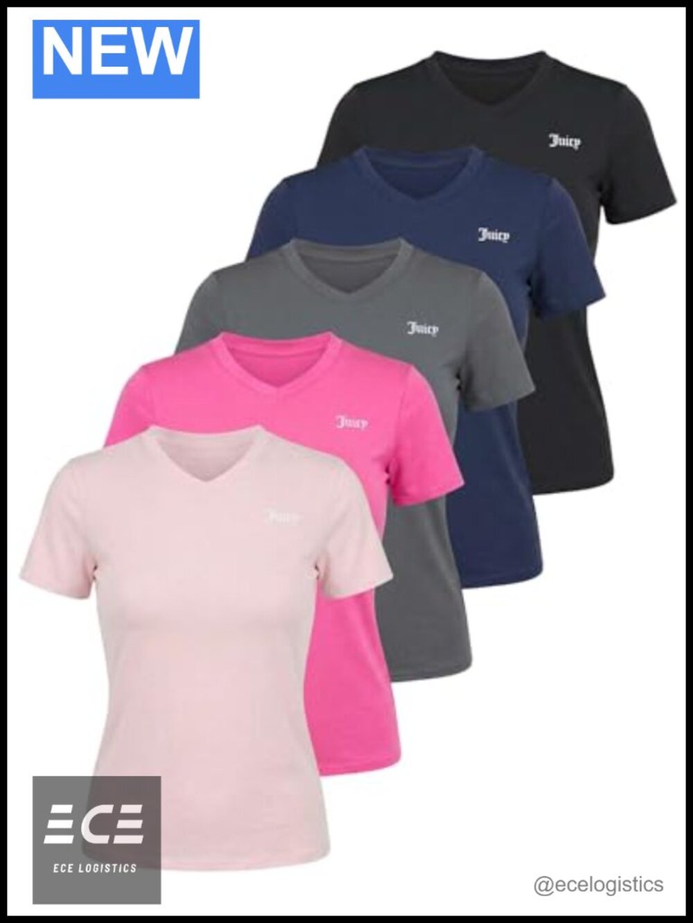 Juicy Couture Womens V-Neck Short Sleeve Active T-Shirt Moisture Wicking